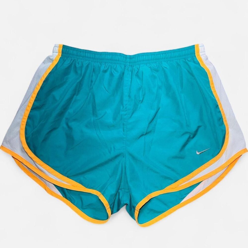 Nike Dri-Fit Running Shorts in Teal and Light Orange; Size MEDIUM